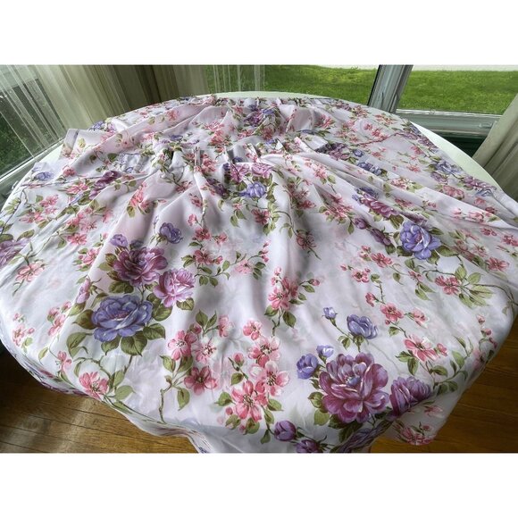 Vintage 60s curtains, bold floral in lilac and purple, pair pleated panels - Picture 10 of 10